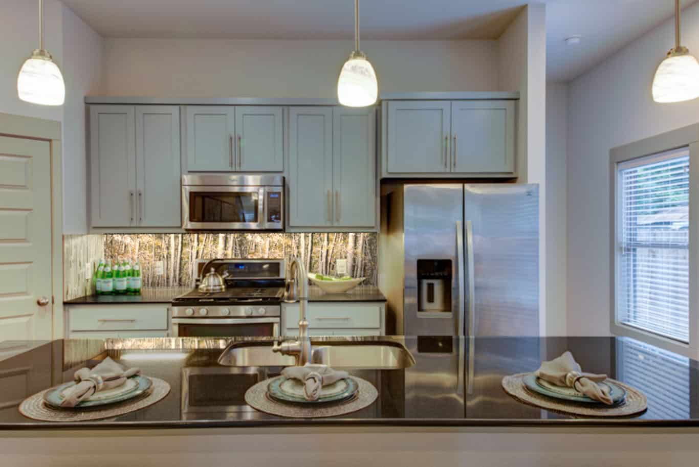 Digital Glass Kitchen Backsplash with a glass photography panel