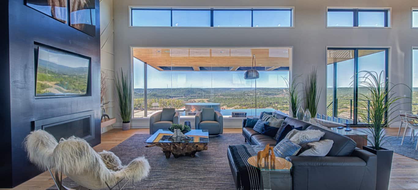 Austin Texas Real Estate Photographer Picture of luxury home living room with great view